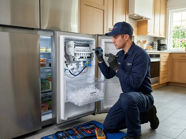 Appliance Repair Hero technician repairing a refrigerator ice maker in Boonville, NY
