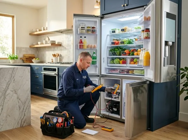 Appliance Repair Hero refrigerator technician testing a fridge on a Boonville, NY service call